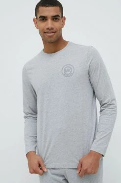 Ανδρικά Μακρυμάνικα MICHAEL Michael Kors - Βαμβακερό πουκάμισο με μακριά μανίκια ανοιχτό γκρι