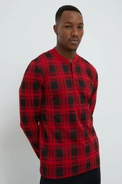 Ανδρικά Πιζάμα Βαμβακερή μπλούζα πιτζάμας με μακριά μανίκια Michael Kors κόκκινο