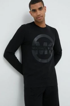 Ανδρικά Μακρυμάνικα Βαμβακερή μπλούζα με μακριά μανίκια Michael Kors μαύρο