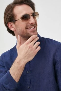 Εξοδος Michael Kors Κατάστημα 25 Ανδρικά Πουκάμισα Πουκάμισο από λινό Michael Kors χρώμα: ναυτικό μπλε,