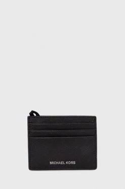 Ανδρικά Πορτοφόλια Δερμάτινη θήκη για κάρτες Michael Kors χρώμα: μαύρο