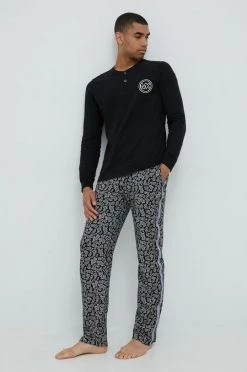 Ανδρικά Πιζάμα Βαμβακερές πιτζάμες Michael Kors μαύρο