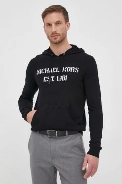 Ανδρικά Χωρίς φερμουάρ Βαμβακερό πουλόβερ Michael Kors χρώμα: μαύρο, -Εξοδος Michael Kors Κατάστημα unnamed file 987